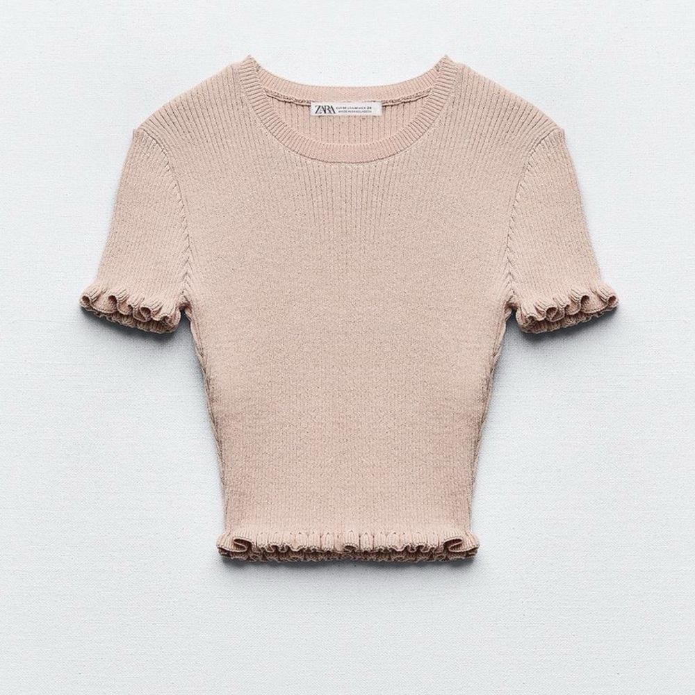 Zara light pink Knit Crop Top-Size Medium